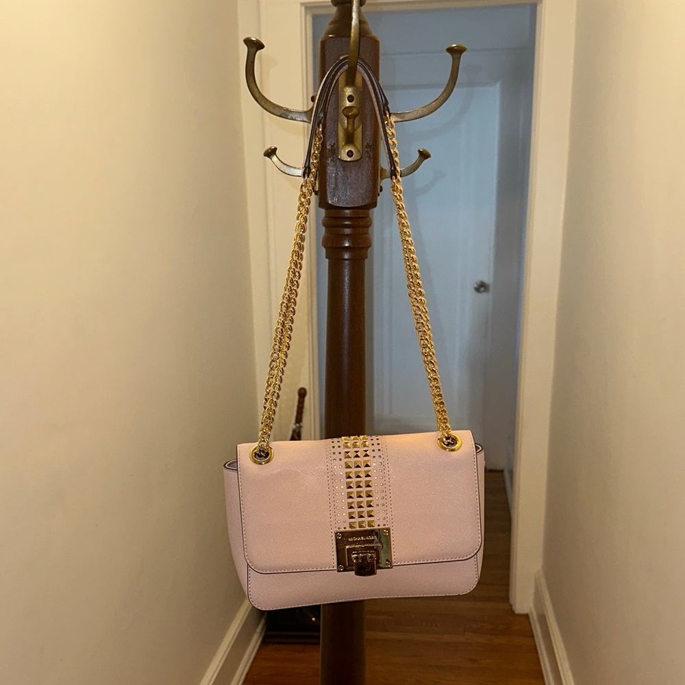Michael Kors Light Pink Crossbody Bag with Gold Chain
